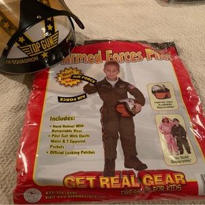 Kids Halloween Top Gun Pilot costume and helmet.